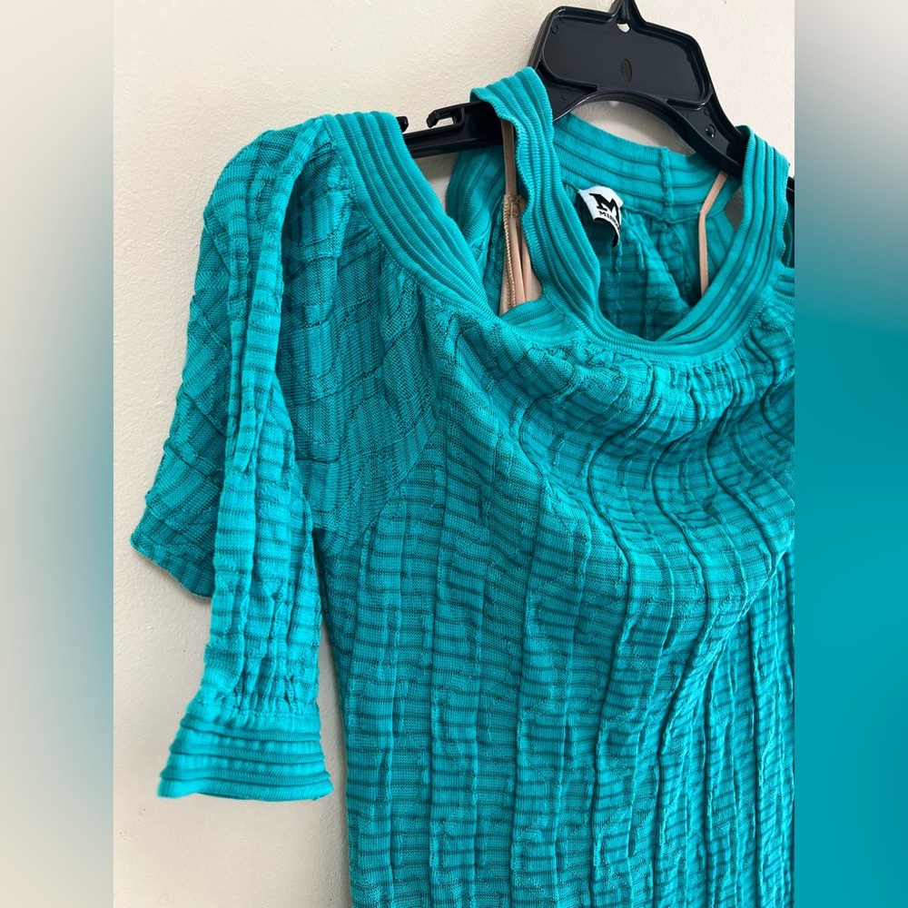 Missoni Turquoise Knit Dress with Cut out shoulders - Picture 4 of 8